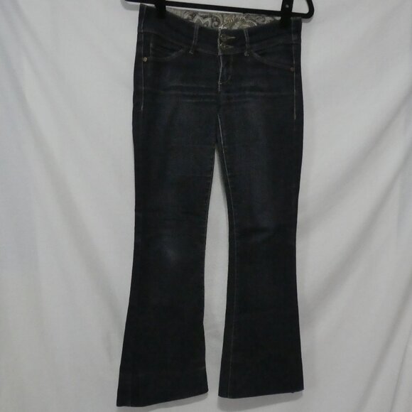Unbranded | size 26 | Blue Distressed Dark Wash Flared Jeans - Picture 1 of 16
